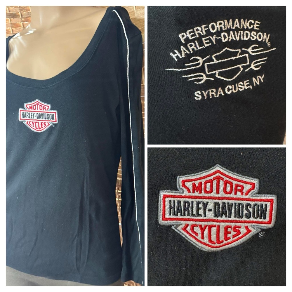 Harley-Davidson Black and Red Logo Long Sleeve